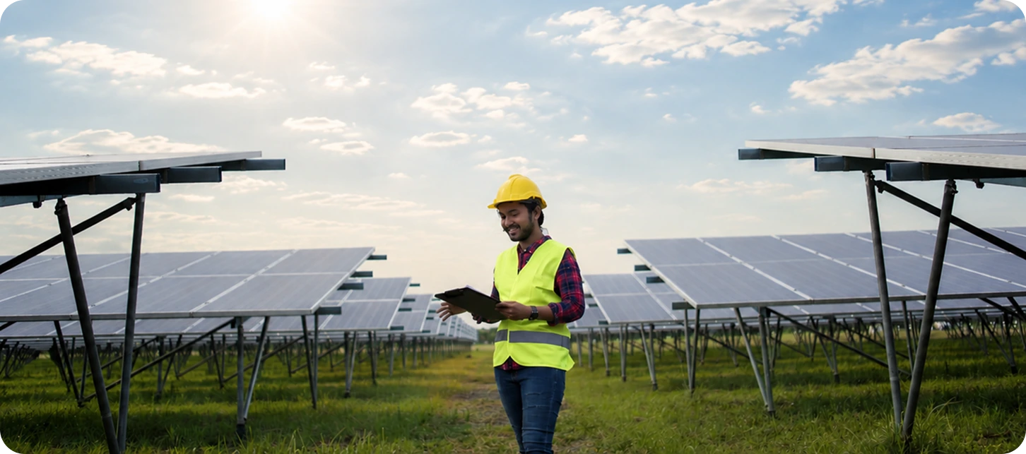 Elunor solar field with engineer